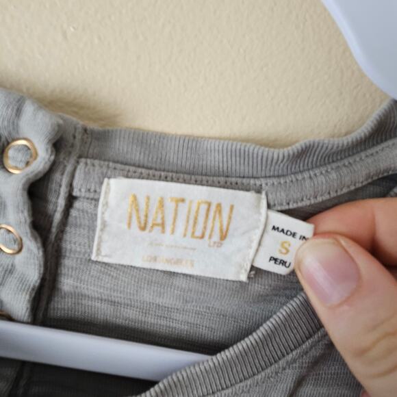 Nation LTD Puffed Sleeve Tee Shirt Green Cottagecore Size Small - Picture 4 of 7